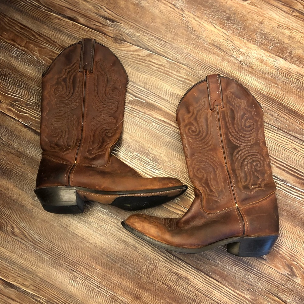 Gently Used Faux Leather Cowboy Boots